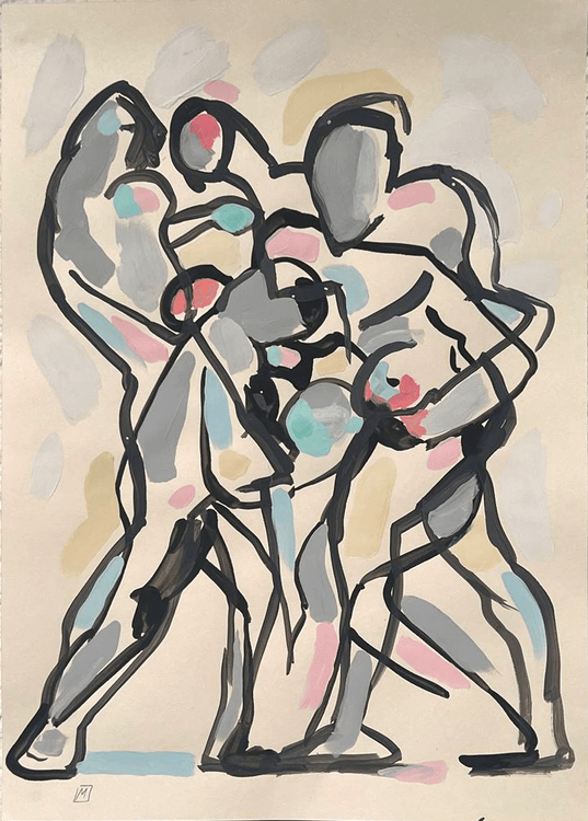 Боксеры 1, акрил, бумага, 2024.PNG